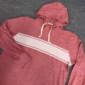 Faherty Hoodie Men Large Red Surf Pullover Sunwashed Slub Organic Cotton NEW